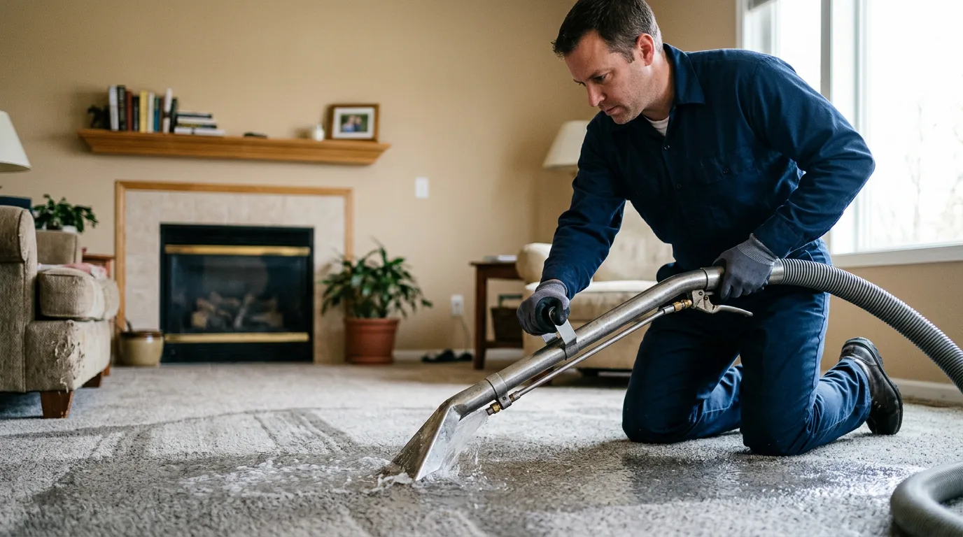 Water damage restoration technician working near Roundhead, OH